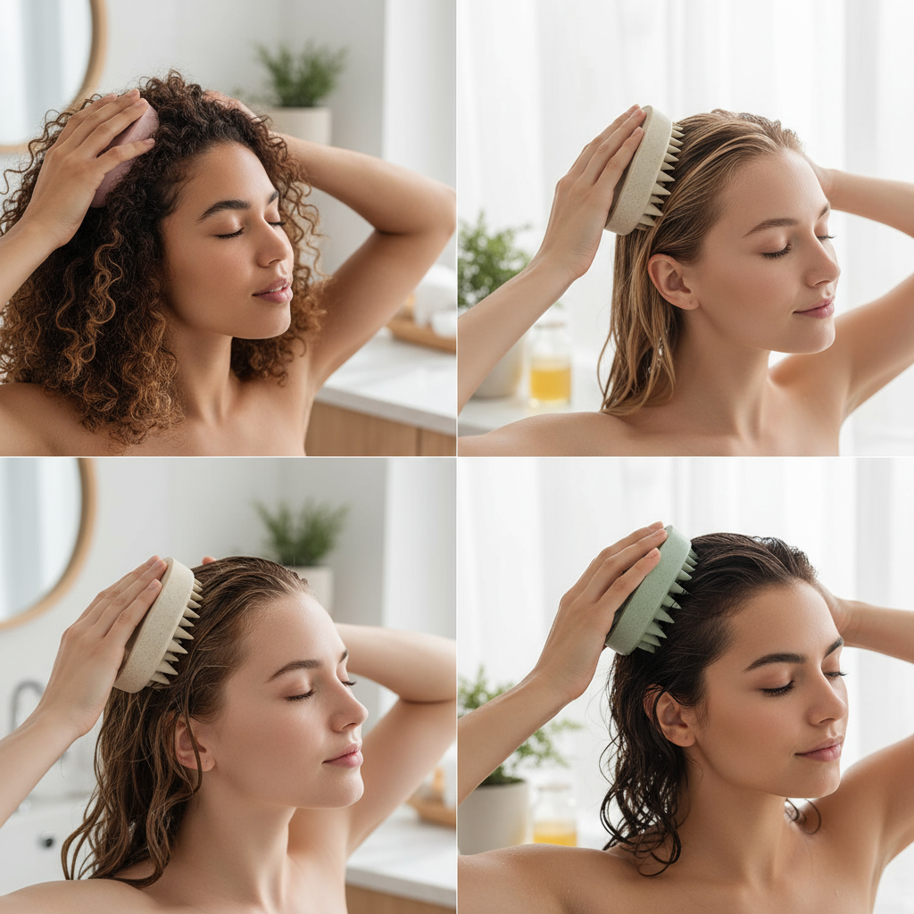 GlowMiia Scalp Massager Brush/Cepillo Masajeador de Cuero