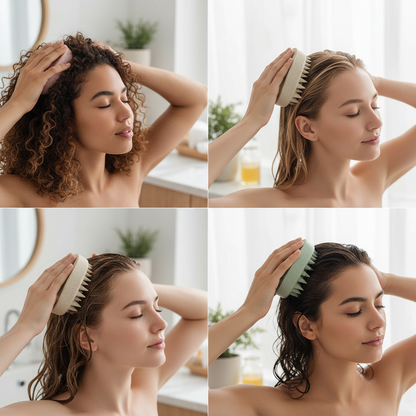 GlowMiia Scalp Massager Brush/Cepillo Masajeador de Cuero